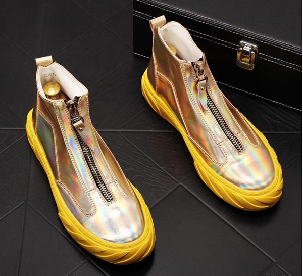 2020 new men designer gold silver zip charming high platform casual flats shoes man loafers board shoes zapatos hombre, Black
2020 new men designer gold silver zip charming high platform casual flats shoes man loafers board shoes zapatos hombre, Black