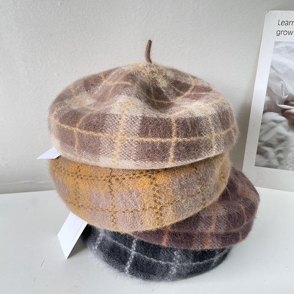 berets 2021 fur knitted plaid retro beret autumn and winter korean fashion warm painter hat female camouflage, Blue;gray
berets 2021 fur knitted plaid retro beret autumn and winter korean fashion warm painter hat female camouflage, Blue;gray