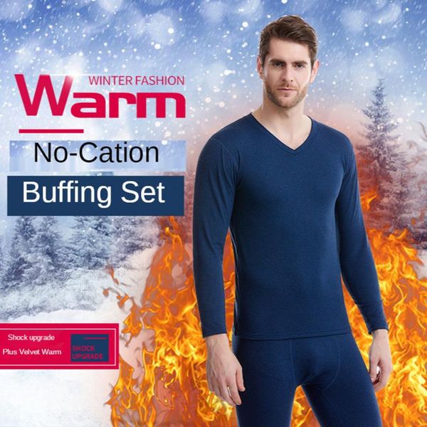 men's tracksuits long johns cationic v-neck thermal underwear velvet suit two-piece, Gray
men's tracksuits long johns cationic v-neck thermal underwear velvet suit two-piece, Gray