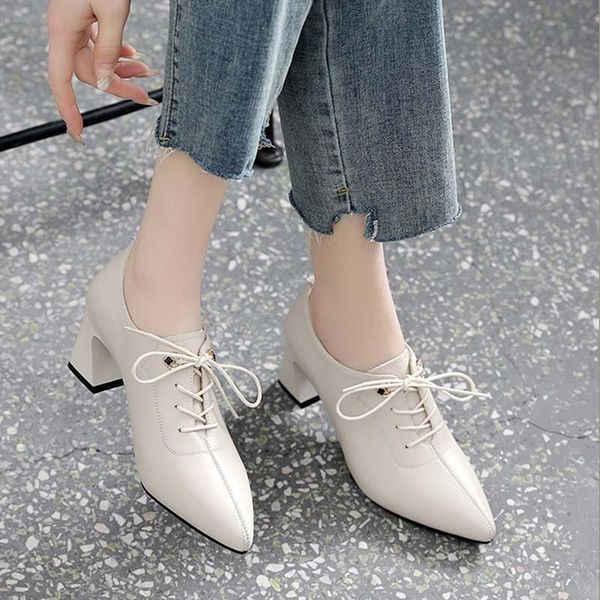 dress shoes spring autumn pointed high heels fashion lace-up thick heel women's deep mouth pumps ladie party, Black
dress shoes spring autumn pointed high heels fashion lace-up thick heel women's deep mouth pumps ladie party, Black