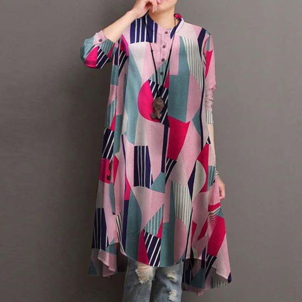 casual dresses women vintage bohemian print long sleeve o neck button loose cotton shirt dress female fashion vestidos plus size 5xl, Black;gray
casual dresses women vintage bohemian print long sleeve o neck button loose cotton shirt dress female fashion vestidos plus size 5xl, Black;gray