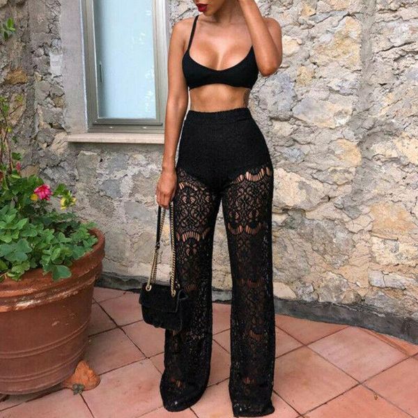 women's pants & capris summer women ladies sheer floral lace beach bikini cover up trousers black straight, Black;white
women's pants & capris summer women ladies sheer floral lace beach bikini cover up trousers black straight, Black;white