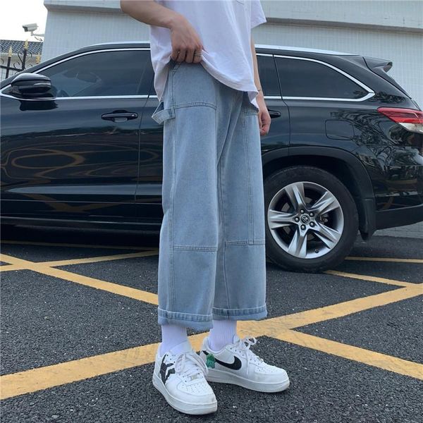 men's jeans spring autumn stitching korean fashion casual loose straight men harajuku streetwear hip-hop denim trousers, Blue
men's jeans spring autumn stitching korean fashion casual loose straight men harajuku streetwear hip-hop denim trousers, Blue