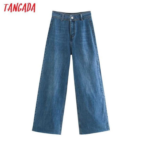 tangada women fashion dark blue wide leg jeans vintage high waist zipper fly denim female denim pants 4m64 210609
tangada women fashion dark blue wide leg jeans vintage high waist zipper fly denim female denim pants 4m64 210609