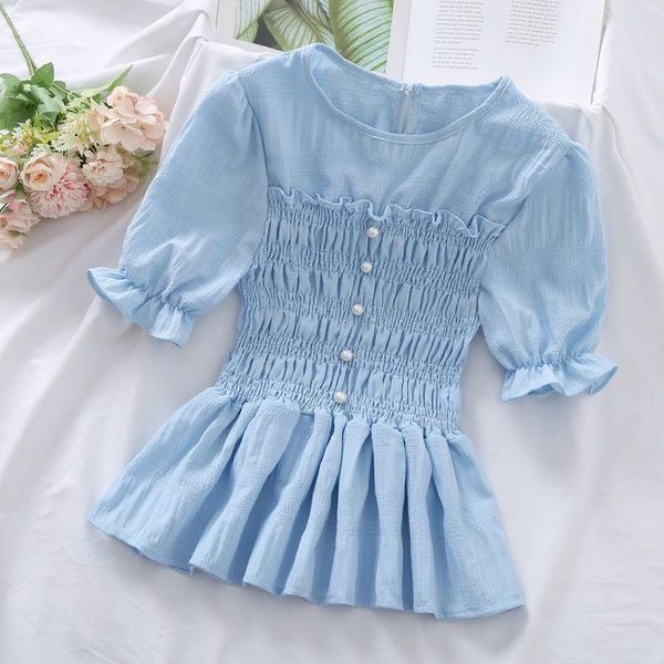 women's blouses & shirts fashion korean slim thin chiffon shirt 2021 summer french style o-neck puff sleeve all-match women blouse soli, White
women's blouses & shirts fashion korean slim thin chiffon shirt 2021 summer french style o-neck puff sleeve all-match women blouse soli, White