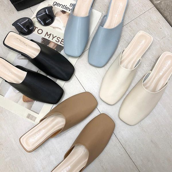 slippers 2021 square head retro grandma shoes baotou sandals and korean version flat bottom lazy half female wear, Black
slippers 2021 square head retro grandma shoes baotou sandals and korean version flat bottom lazy half female wear, Black