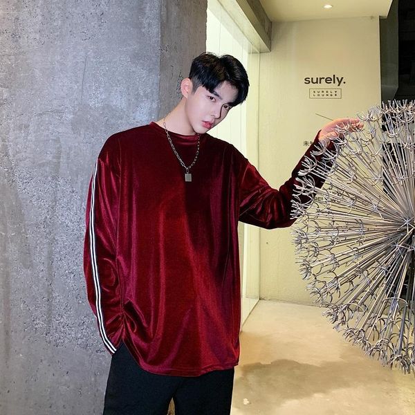 men long sleeve stripe splice loose o-neck velvet t shirt male women streetwear hip hop fashion bottom tshirt tees shirts, White;black
men long sleeve stripe splice loose o-neck velvet t shirt male women streetwear hip hop fashion bottom tshirt tees shirts, White;black
