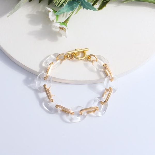 link, chain fashion jewelry seasons worn holiday pastoral girl style geometric acrylic aluminum ring ot buckle accessories bracelet, Black
link, chain fashion jewelry seasons worn holiday pastoral girl style geometric acrylic aluminum ring ot buckle accessories bracelet, Black