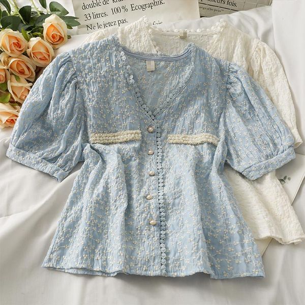 women's blouses & shirts women fashion outdoor casual short sleeve flowers blouse ladies ol sweet girls student elegant daily basic, White
women's blouses & shirts women fashion outdoor casual short sleeve flowers blouse ladies ol sweet girls student elegant daily basic, White