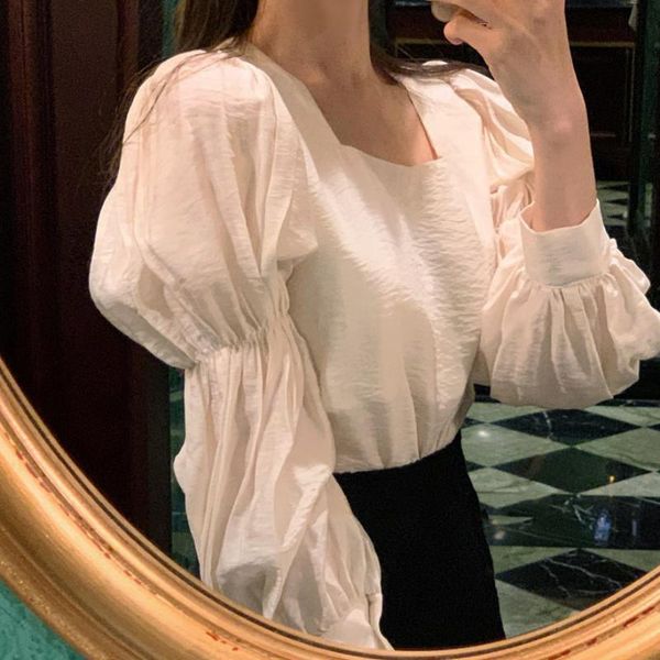 women's blouses & shirts pleated puff sleeve blouse women spring fall retro solid square collar ladies 2021 korean fashion casual femal, White
women's blouses & shirts pleated puff sleeve blouse women spring fall retro solid square collar ladies 2021 korean fashion casual femal, White