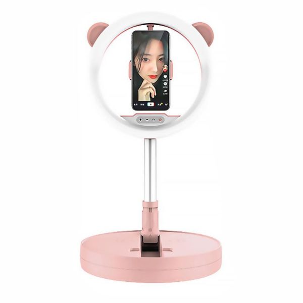 cell phone mounts & holders 2021 foldable led mobile live support ring fill light po frame makeup online stand