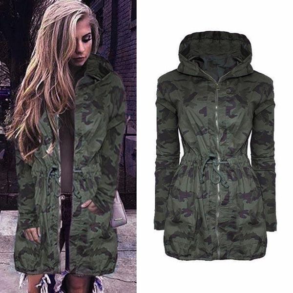 women's jackets 2021 women camouflage long coat fashion drawstring zipper slim hooded jacket spring autumn sleeve hip hop camo outwear, Black;brown
women's jackets 2021 women camouflage long coat fashion drawstring zipper slim hooded jacket spring autumn sleeve hip hop camo outwear, Black;brown