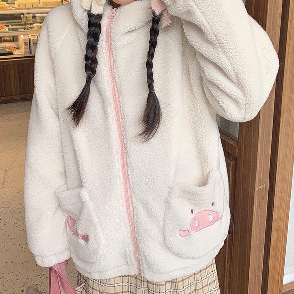 women's hoodies & sweatshirts autumn winter jk sweet women zip-up ears hooded sweatshirt kawaii cartoon pig embroidery double pocket fl, Black
women's hoodies & sweatshirts autumn winter jk sweet women zip-up ears hooded sweatshirt kawaii cartoon pig embroidery double pocket fl, Black