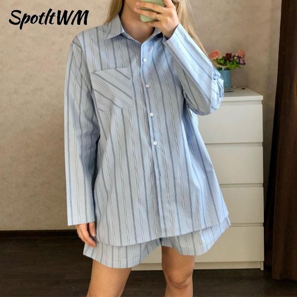 women's tracksuits spotltwm fashion casual striped blouse shirts and shorts matching set loose shirt sleeve outfits summer 2021 women, Gray
women's tracksuits spotltwm fashion casual striped blouse shirts and shorts matching set loose shirt sleeve outfits summer 2021 women, Gray