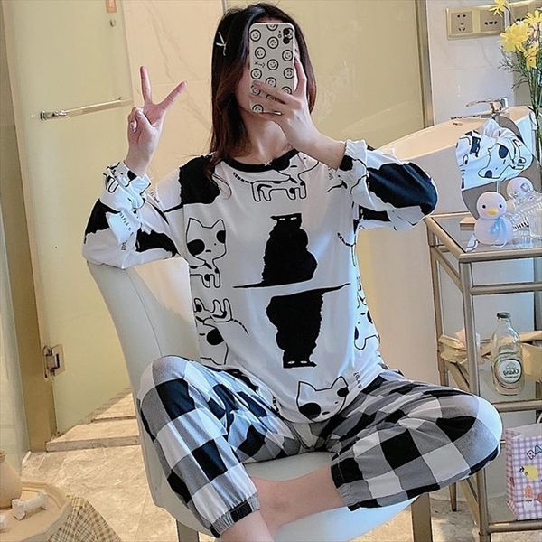 style lapel pajamas in the womens sleepwears spring and autumn cardigan long sleeved pants cartoon ms leisurewear suits, Black;red
style lapel pajamas in the womens sleepwears spring and autumn cardigan long sleeved pants cartoon ms leisurewear suits, Black;red