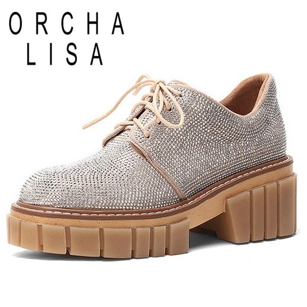dress shoes orcha lisa 2021 women pumps round toe 6cm heels thick bottom genuine leather crystal bling lace-up platform stylish c2314, Black
dress shoes orcha lisa 2021 women pumps round toe 6cm heels thick bottom genuine leather crystal bling lace-up platform stylish c2314, Black
