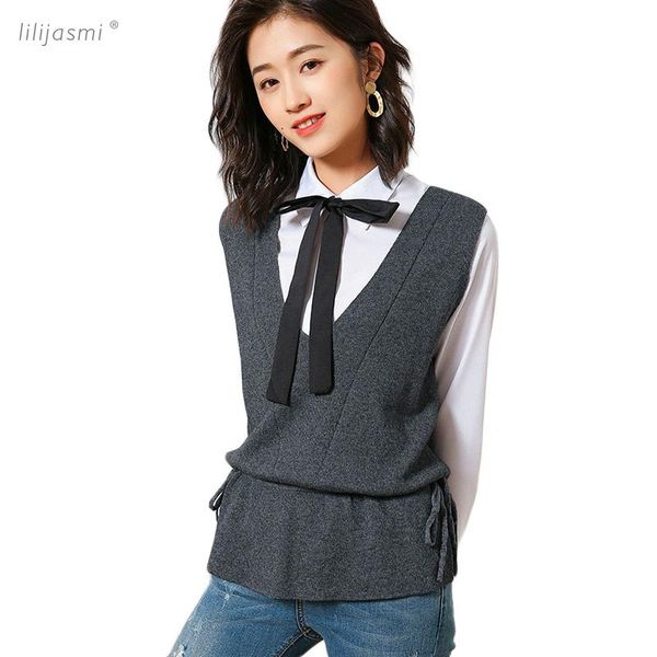 women's sweaters 2021 spring women v-neck knit waist drawstring vest fine wool fashion waistcoat female sweater sleeveless, White;black
women's sweaters 2021 spring women v-neck knit waist drawstring vest fine wool fashion waistcoat female sweater sleeveless, White;black