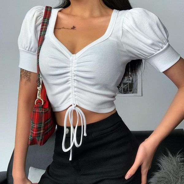 women's t-shirt solid crop pleated short-sleeved woman y2k 2021 black women blue white drawstring t shirt streetwear spring au
women's t-shirt solid crop pleated short-sleeved woman y2k 2021 black women blue white drawstring t shirt streetwear spring au