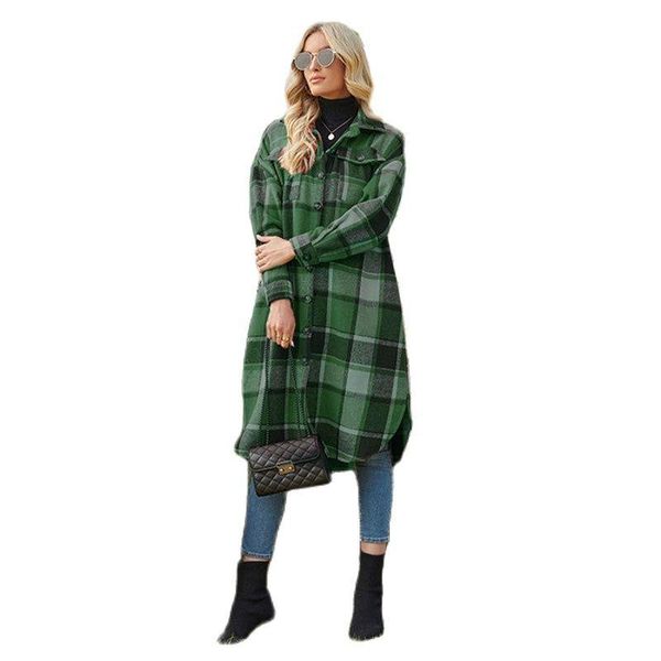 women's wool & blends nice spring long side slit lapel plaid jacket streetwear ladies clothing british style loose, Black
women's wool & blends nice spring long side slit lapel plaid jacket streetwear ladies clothing british style loose, Black