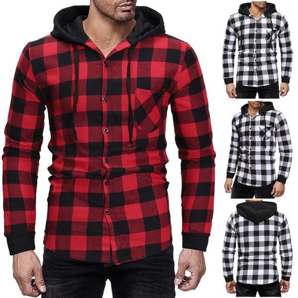 men's casual shirts hooded long sleeve shirt men women 2021 plaid printed couple clothes hip hop streetwear blouse, White;black
men's casual shirts hooded long sleeve shirt men women 2021 plaid printed couple clothes hip hop streetwear blouse, White;black