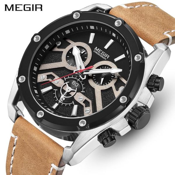 wristwatches 2021 megir watch mens fashion silver black quartz wristatches sports waterproof men relogio masculino, Slivery;brown
wristwatches 2021 megir watch mens fashion silver black quartz wristatches sports waterproof men relogio masculino, Slivery;brown