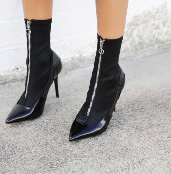 boots sestito the est women front zipper pointed toe ankle girls patchwork slim short ladies high heels dress shoes, Black
boots sestito the est women front zipper pointed toe ankle girls patchwork slim short ladies high heels dress shoes, Black