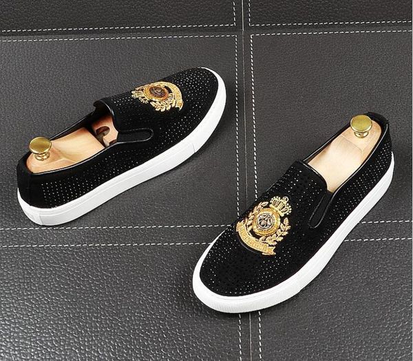new flat leather shoes fashion men embroidery loafer dress shoes smoking slipper casual diamond shoes, Black
new flat leather shoes fashion men embroidery loafer dress shoes smoking slipper casual diamond shoes, Black