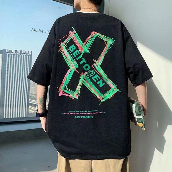 men's t-shirts 2021 summer short sleeve fashion brand trend ins couple half clothes student t shirt anime, White;black
men's t-shirts 2021 summer short sleeve fashion brand trend ins couple half clothes student t shirt anime, White;black