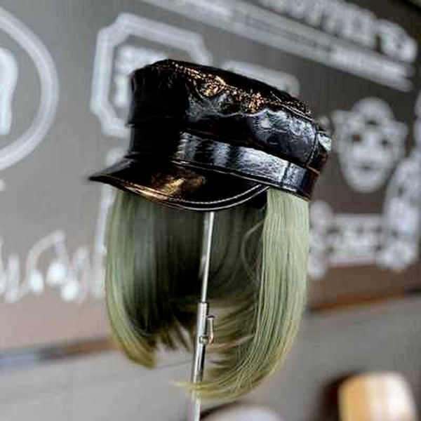 stingy brim hats one-piece hat and wig fashion pu patchwork cool false hair lady service octagonal women leisure visors cap, Blue;gray
stingy brim hats one-piece hat and wig fashion pu patchwork cool false hair lady service octagonal women leisure visors cap, Blue;gray