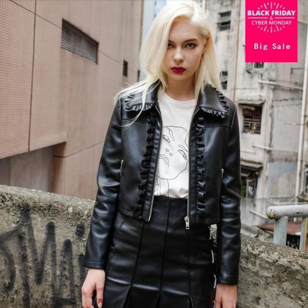 2021 autumn fashion women pu leather jacket short slim was thin black pu wooden ear leather coat long-sleeved outwear l1126
2021 autumn fashion women pu leather jacket short slim was thin black pu wooden ear leather coat long-sleeved outwear l1126