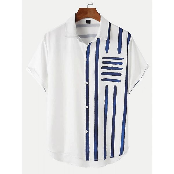 simple vertical strip printing hawaiian style men's short-sleeved shirt party beach daily casual top, White;black
simple vertical strip printing hawaiian style men's short-sleeved shirt party beach daily casual top, White;black