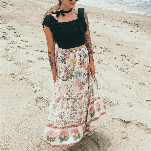 vintage floral peacock printed women skirt high elastic waist beach bohemian ladies maxi a line boho, Black
vintage floral peacock printed women skirt high elastic waist beach bohemian ladies maxi a line boho, Black