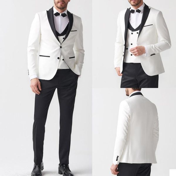 men's suits & blazers 3 pieces men suits&white blazer+ black pant+ white vest formal tuxedos custom made wedding, White;black
men's suits & blazers 3 pieces men suits&white blazer+ black pant+ white vest formal tuxedos custom made wedding, White;black