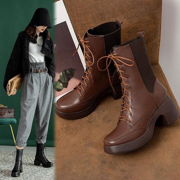 dress shoes 2021 spring and autumn lace-up platform high-heeled women's boots leather square toe thick-heeled x374, Black
dress shoes 2021 spring and autumn lace-up platform high-heeled women's boots leather square toe thick-heeled x374, Black
