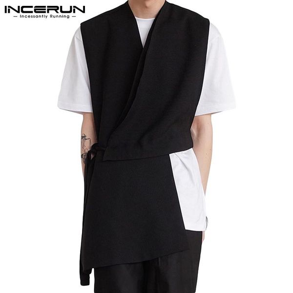 men's vests fashion men sleeveless solid color v neck lace up 2021 leisure irregular waistcoat streetwear casual 5xl incerun, Black;white
men's vests fashion men sleeveless solid color v neck lace up 2021 leisure irregular waistcoat streetwear casual 5xl incerun, Black;white