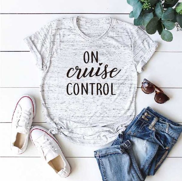 women's t-shirt on cruise control vacation tshirt the european and american fashion cotton material, White
women's t-shirt on cruise control vacation tshirt the european and american fashion cotton material, White