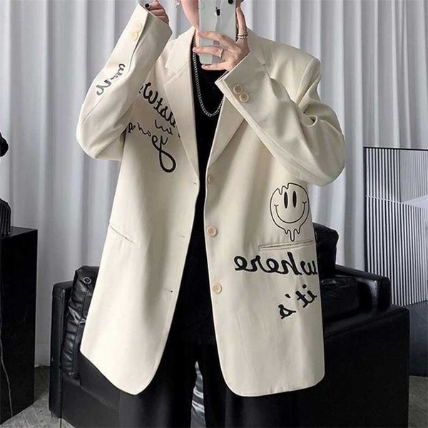 apricot letters graffiti oversized blazer women jacket coat loose streetwear spring outerwear korean style office lady 211019, White;black
apricot letters graffiti oversized blazer women jacket coat loose streetwear spring outerwear korean style office lady 211019, White;black