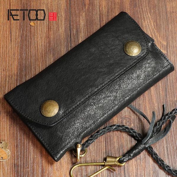 aetoo leather retro long wallet, first layer cowhide men's and women's anti-theft chain buckle wallet, youth trendy wallet, Red;black
aetoo leather retro long wallet, first layer cowhide men's and women's anti-theft chain buckle wallet, youth trendy wallet, Red;black
