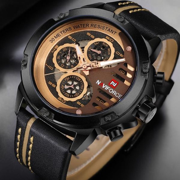 wristwatches mens watches naviforce casual quartz watch men leather sport waterproof relogio masculino, Slivery;brown
wristwatches mens watches naviforce casual quartz watch men leather sport waterproof relogio masculino, Slivery;brown
