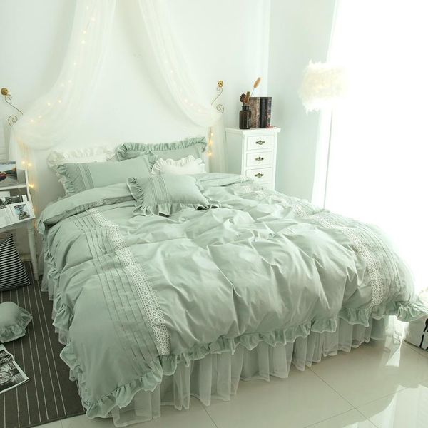 pure cotton lace bedding set green duvet cover set bed linen tassels luxury princess bed skirt sets twin king bedclothes
pure cotton lace bedding set green duvet cover set bed linen tassels luxury princess bed skirt sets twin king bedclothes