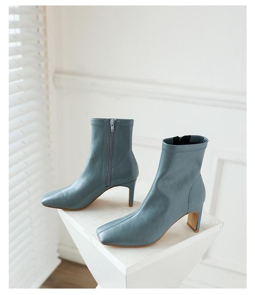 boots 2021 winter fall blue beige ladies shoes solid color block high heels zipper womens ankle fashion booties size 34-44, Black
boots 2021 winter fall blue beige ladies shoes solid color block high heels zipper womens ankle fashion booties size 34-44, Black
