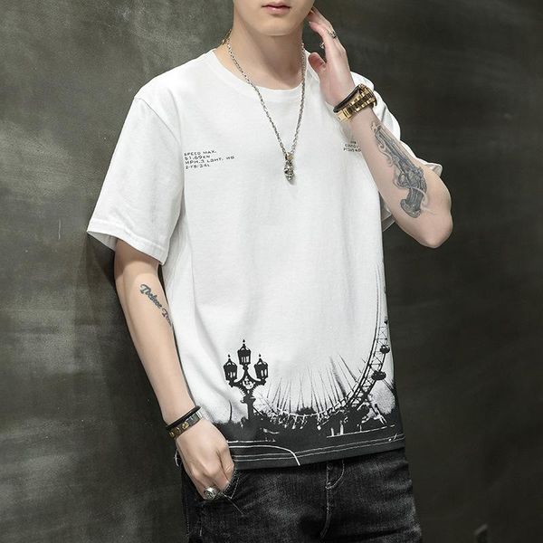 men's dress shirts 2021 summer fashion brand short sleeve loose t-shirt, 5-sleeve korean body wear, White;black
men's dress shirts 2021 summer fashion brand short sleeve loose t-shirt, 5-sleeve korean body wear, White;black