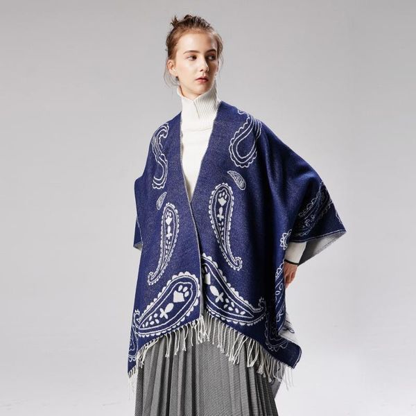 scarves women's cashew printed tassel sweater poncho cape coat cardigan open front thick oversized fleece cashmere blanket shawls wraps, Blue;gray
scarves women's cashew printed tassel sweater poncho cape coat cardigan open front thick oversized fleece cashmere blanket shawls wraps, Blue;gray