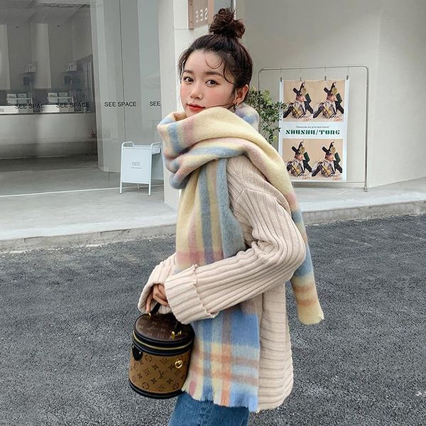 scarves imitation cashmere fashion women winter scarf warm rainbow color mixing plaid female thick mohair alpaca long wrap shawl present, Blue;gray
scarves imitation cashmere fashion women winter scarf warm rainbow color mixing plaid female thick mohair alpaca long wrap shawl present, Blue;gray
