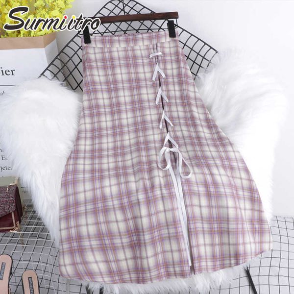 surmiitro spring summer lace up long skirt women korean style plaid school high waist midi aesthetic split skirt female 210712, Black
surmiitro spring summer lace up long skirt women korean style plaid school high waist midi aesthetic split skirt female 210712, Black