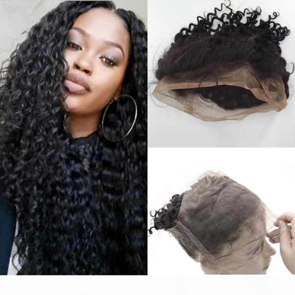 indian 360 lace frontal closure lace frontals with baby hair piece straight body deep curly wave 100% peruvian indian human hair, Black 
indian 360 lace frontal closure lace frontals with baby hair piece straight body deep curly wave 100% peruvian indian human hair, Black