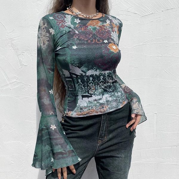 women's t-shirt vintage tie dye print grunge mesh flared sleeve patchwork cute baby tee o neck slim e-girl fairy tshirts, White
women's t-shirt vintage tie dye print grunge mesh flared sleeve patchwork cute baby tee o neck slim e-girl fairy tshirts, White