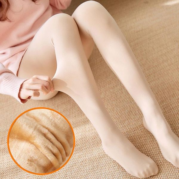 women's leggings legs fake translucent warm fleece pantyhose women soft lined thick tc21, Black