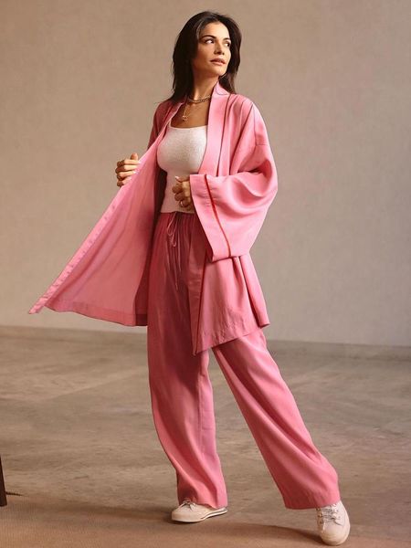women's sleepwear womens robe sets loose bathrobes set woman 2 pieces autumn dressing gown satin nightgown trouser suits nightie, Black;red
women's sleepwear womens robe sets loose bathrobes set woman 2 pieces autumn dressing gown satin nightgown trouser suits nightie, Black;red