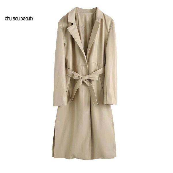 women's trench coats women 2021 fashion with belt faux leather coat vintage long sleeve side vents female outerwear chic c345, Tan;black
women's trench coats women 2021 fashion with belt faux leather coat vintage long sleeve side vents female outerwear chic c345, Tan;black